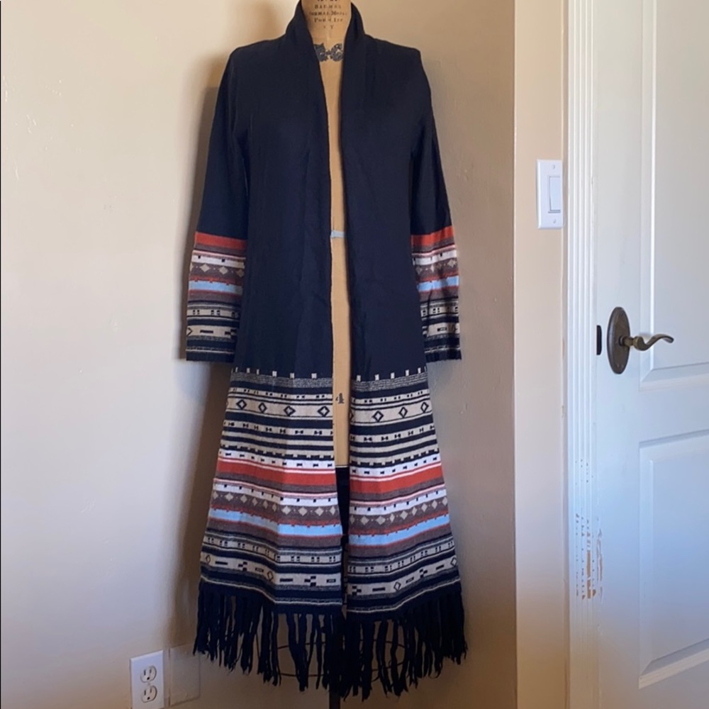 Midnight Velvet Black and Multicolor Trench Coat